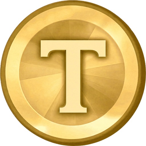 Gold coin marked with a capital T